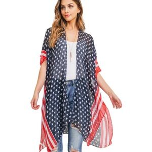 NWT Patriotic Stars and Stripes kimono USA